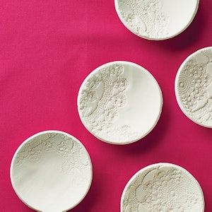clay bowls with lace impressions
