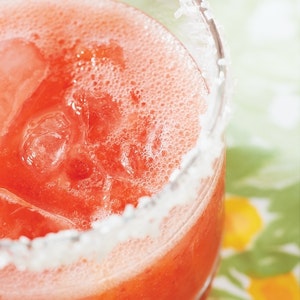 A closeup of a Strawberry Fizzer drink
